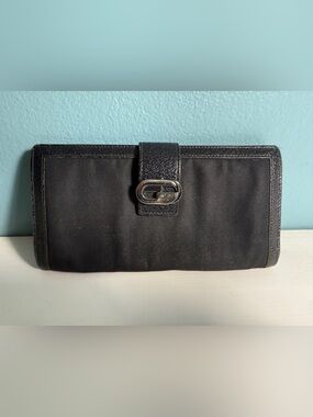 Authentic Vintage Gucci Nylon & Leather Continental Long Wallet - Black